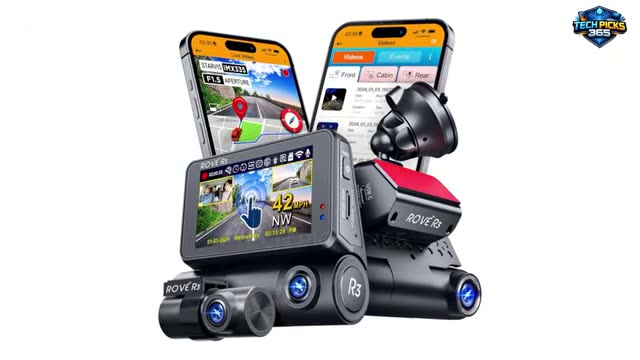 ROVE R3 Dash Cam Front and Rear with Cabin